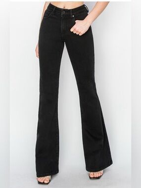 RDP5816 SOLID BLACK Risen High Rise-Flare-Jeans